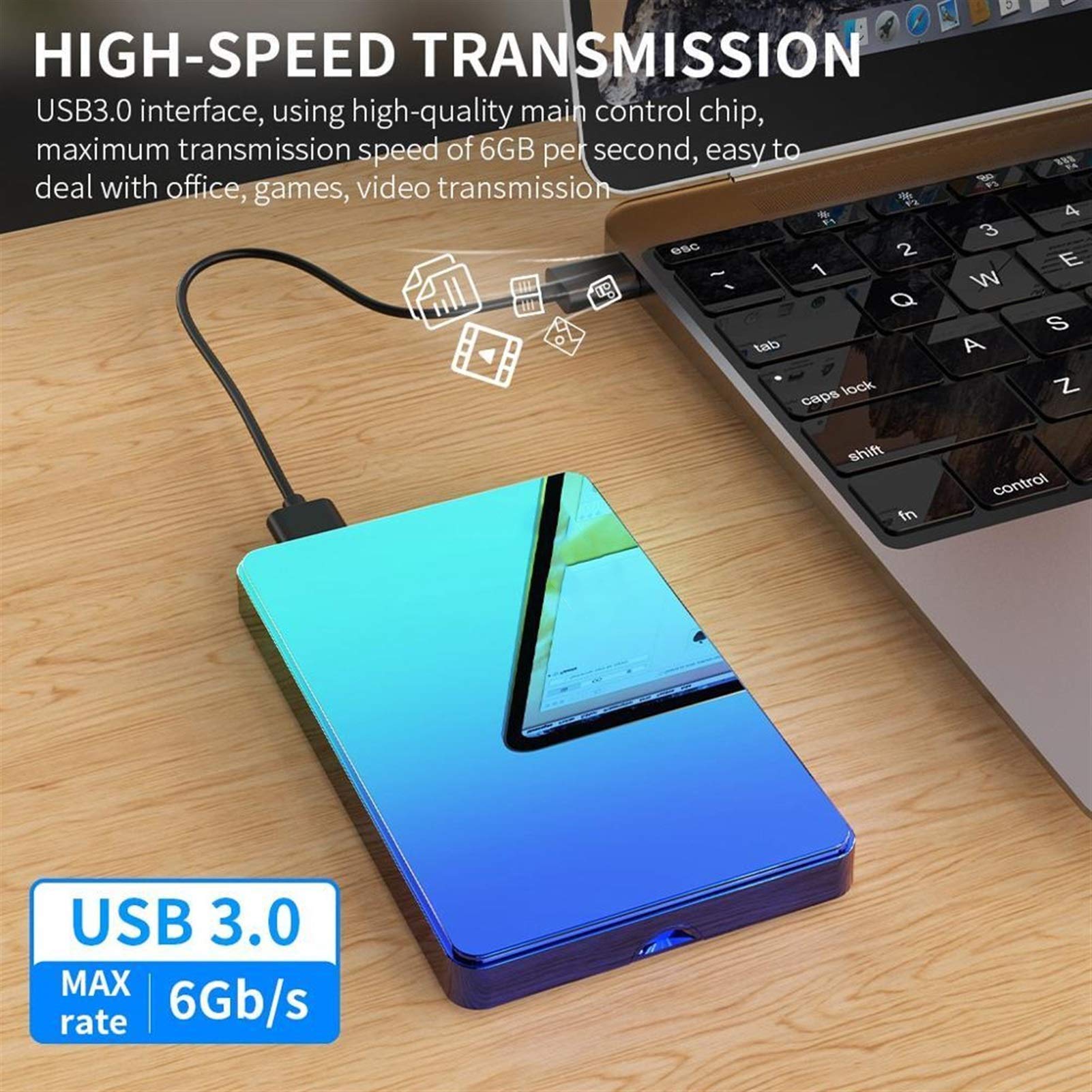 Draagbare Hdd Externe Harde Schijf 2tb /1tb /500 gb /120 gb, 2,5 inch Usb 3.0 Backup Opslag, Geschikt voor PC Desktop, laptops, Ps4, Xbox, Smart Tv (250 GB, blauw