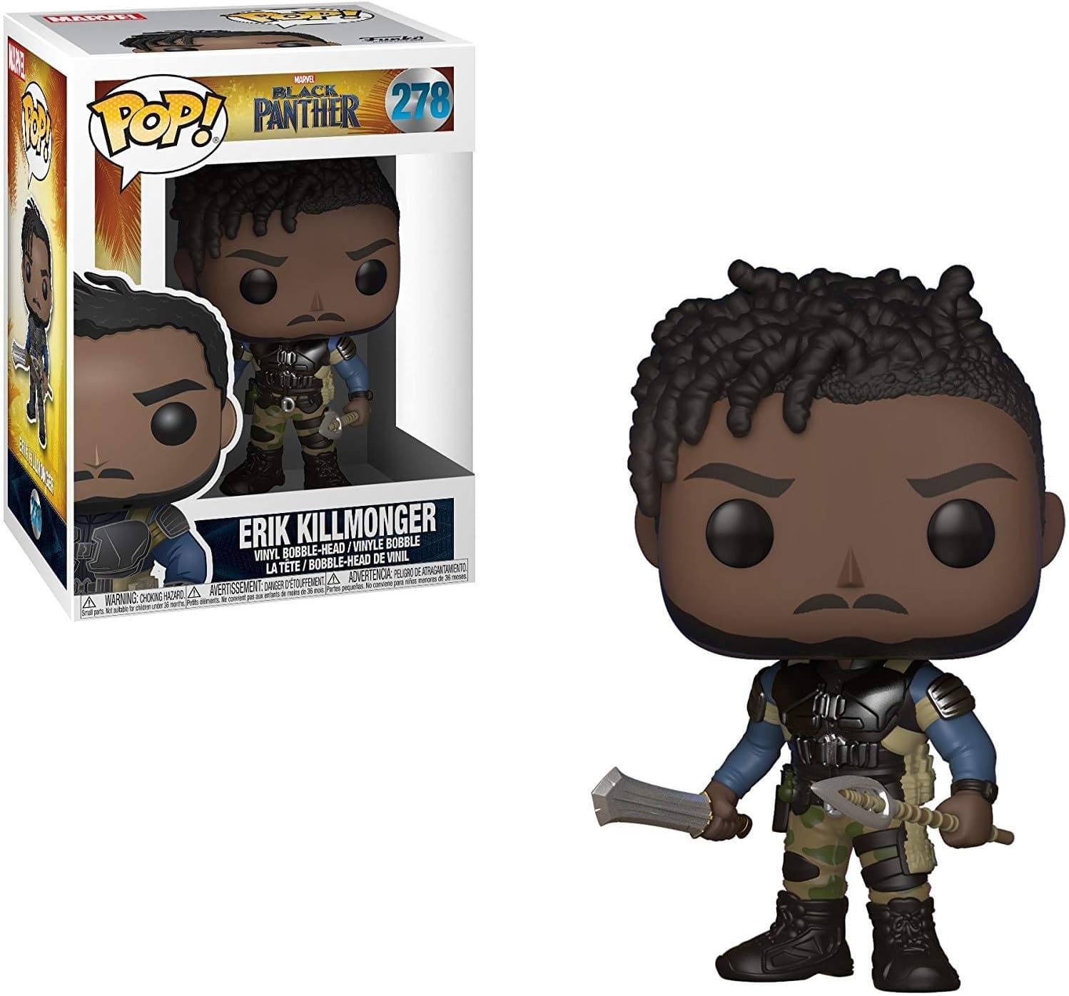 Funko POP! Marvel: Black Panther - Erik Killmonger - 1/6 Odds for Rare Chase Variant - Collectable Vinyl Figure - Gift Idea - Official Merchandise - Toys for Kids & Adults - Movies Fans