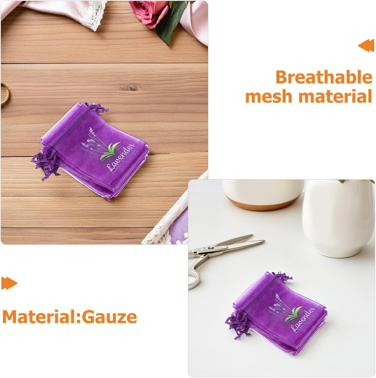 Garneck 30Pcs Lavender Sachet Bags Small Drawstring Mesh Pouches for Dried Flowers Aromatherapy Wardrobe Storage Fragrance Bags Multipurpose Spice Jewelry Organizer