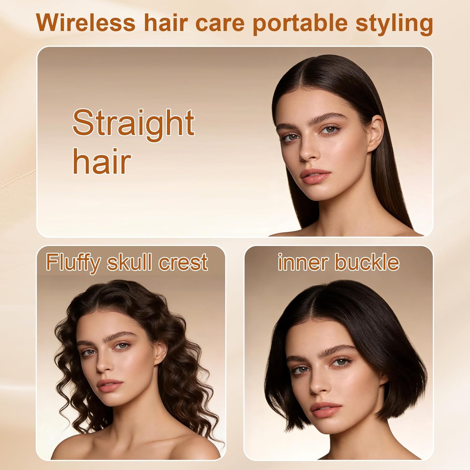 Mini Straightener, Rechargeable Portable Mini Hair Straightener Brush, Fast Heating Hot Comb 3-Speed Temperature Control with Anti Scald Shell and Built-in Mirror for Home Travel (Pink) - Image 6