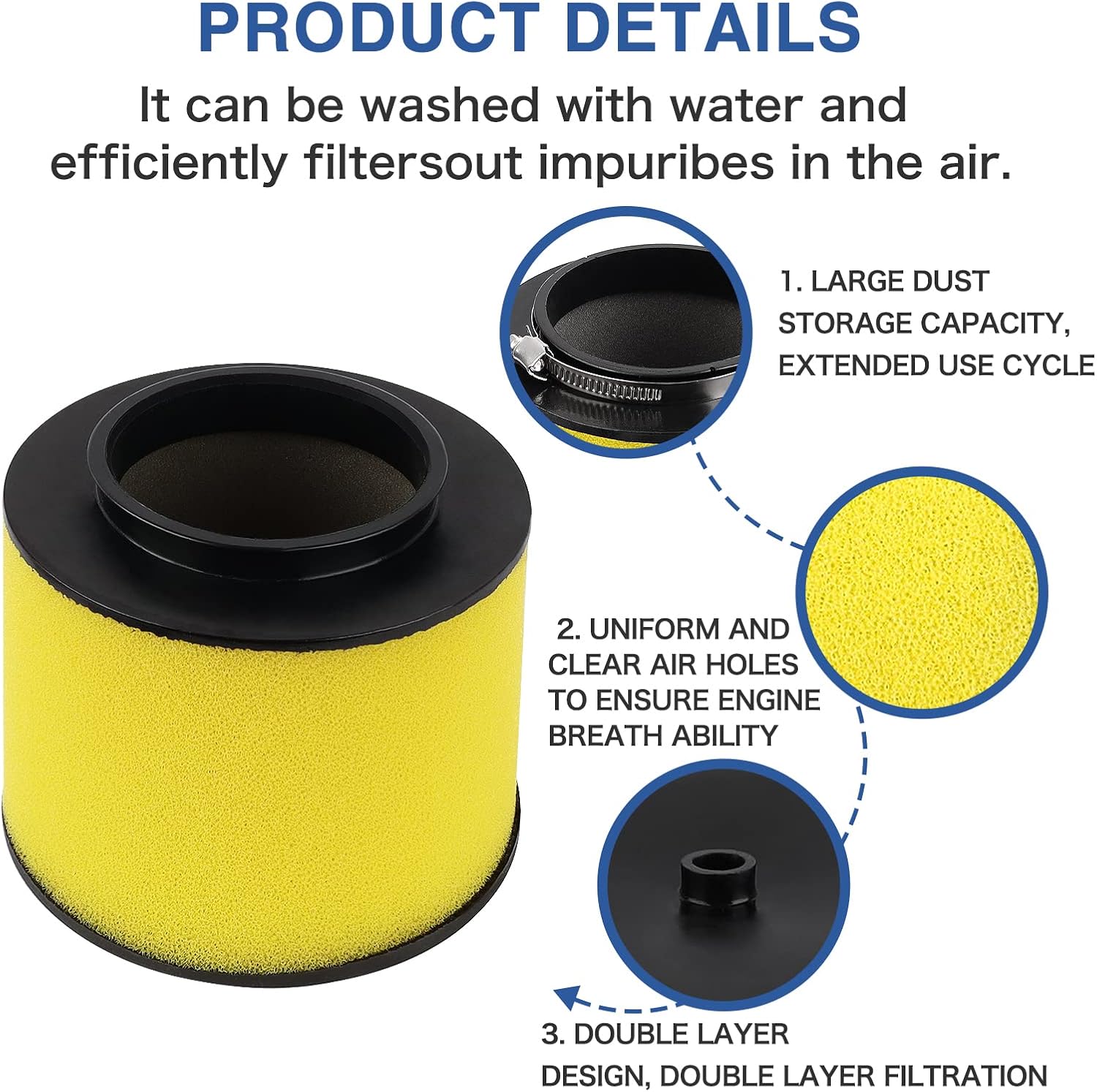 Air Filter 17254-HN1-000 for Honda Pioneer 500 Foreman 500 Rincon 650 Rancher 420 Sportrax 400ex TRX400EX TRX500FA TRX500FM TRX650FA SXS500M SXS700M