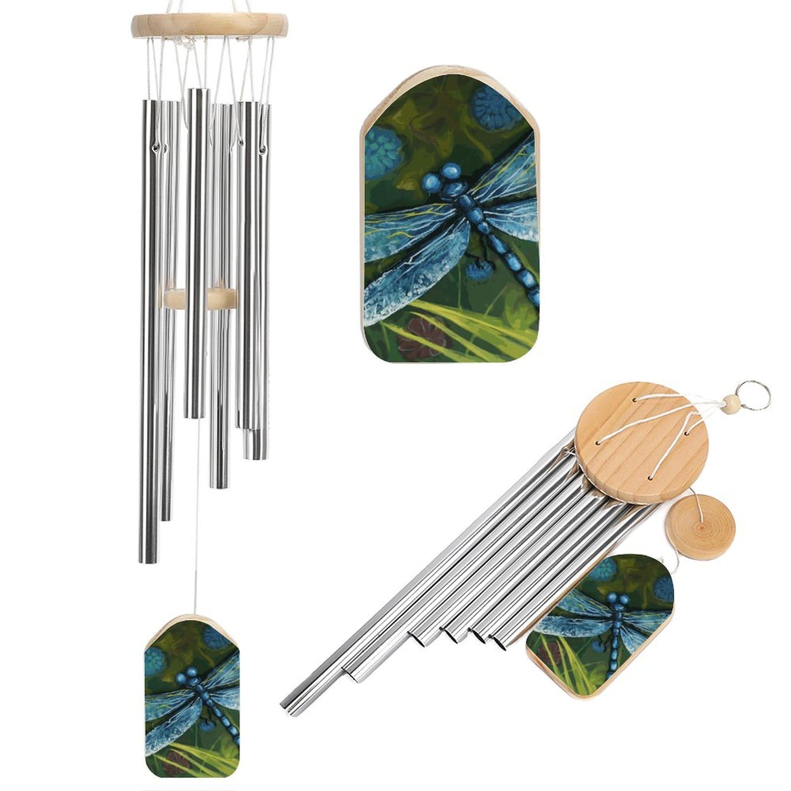 Hand Painted Blue Dragonfly Wind Chime 20.5" Aluminium Wind Chimes Outdoor Garden Patio Decoration Windchime Memorial Gifts Windchimes for Men and Women