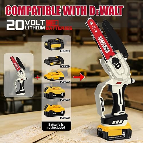 Miniatura 2 de Mini motosierra inalámbrica para batería DeWALT de 20 V máximo, motosierra sin escobillas de 6 pulgadas más con dispositivo de tensión automática de