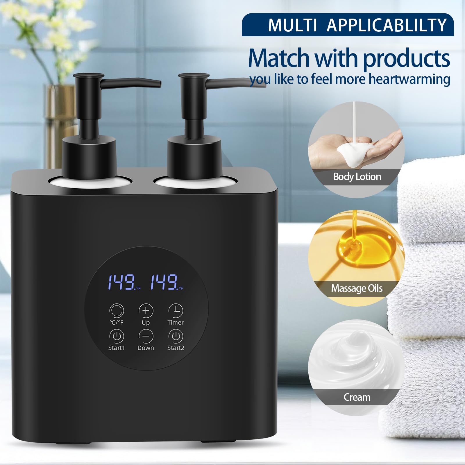 Yofuly - Scaldaolio da massaggio per massaggi, riscaldatore elettrico per olio da massaggio con quattro bottiglie di olio, scaldino crema portatile, dispenser riscaldato per spa, salone e uso