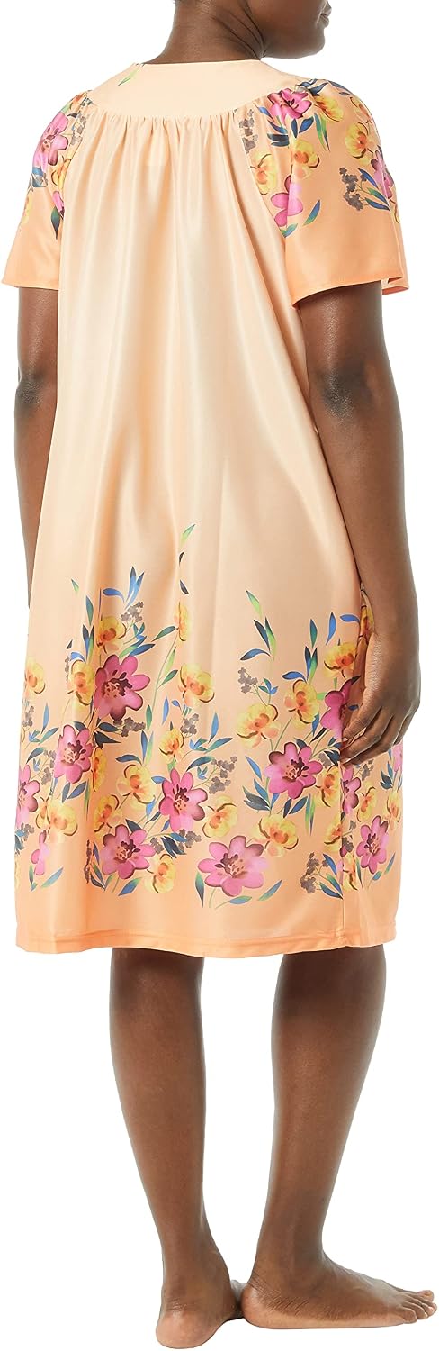 AmeriMark Casual Women’s Patio Muumuu House Dress Loose Comfortable Short Sleeve Sun Dress Lounger Gown Sleepwear for Ladies