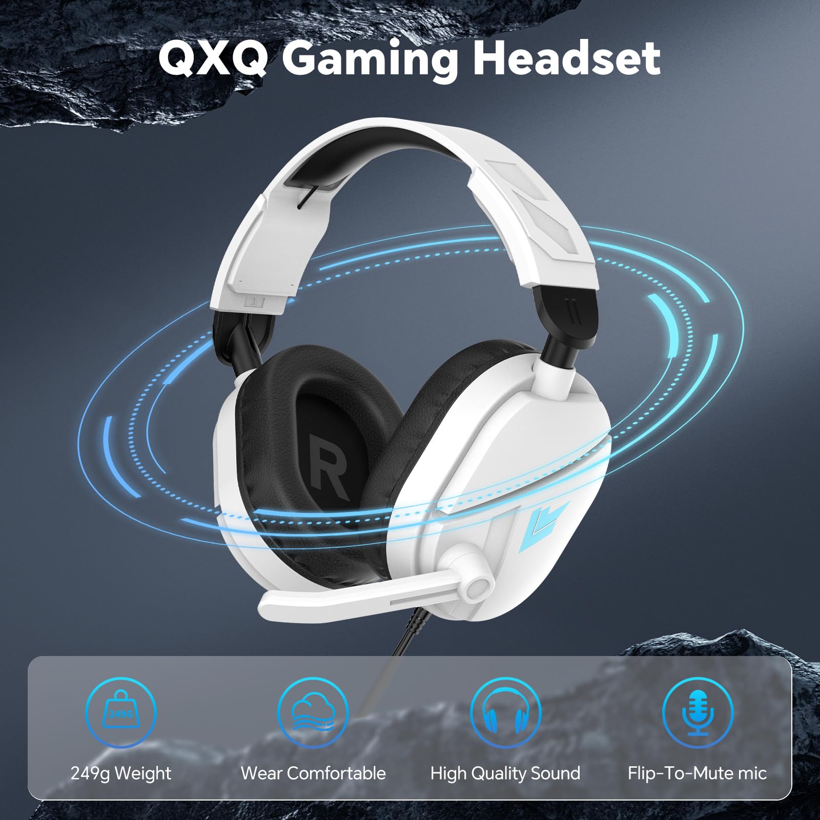 Cuffie Gaming Cablate Stereo Bass Deep - Microfono Flip-to-Mute, Cuscinetti Auricolari in Memory Foam, Cuffie Over-Ear LED RGB, Controllo Volume, Jack 3.5mm+USB, per PS4 PS5 Xbox One PC Switch Laptop
