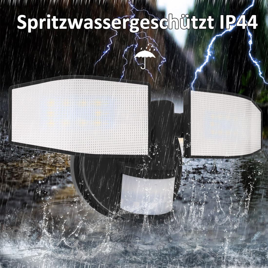 Northpoint Reflektor LED na baterie, z czujnikiem ruchu, regulowany, wychylny, 400 lumenów, ochrona przed pryskającą wodą, 5000 K, zimna biel (kolor czarny, zestaw 3 szt.)