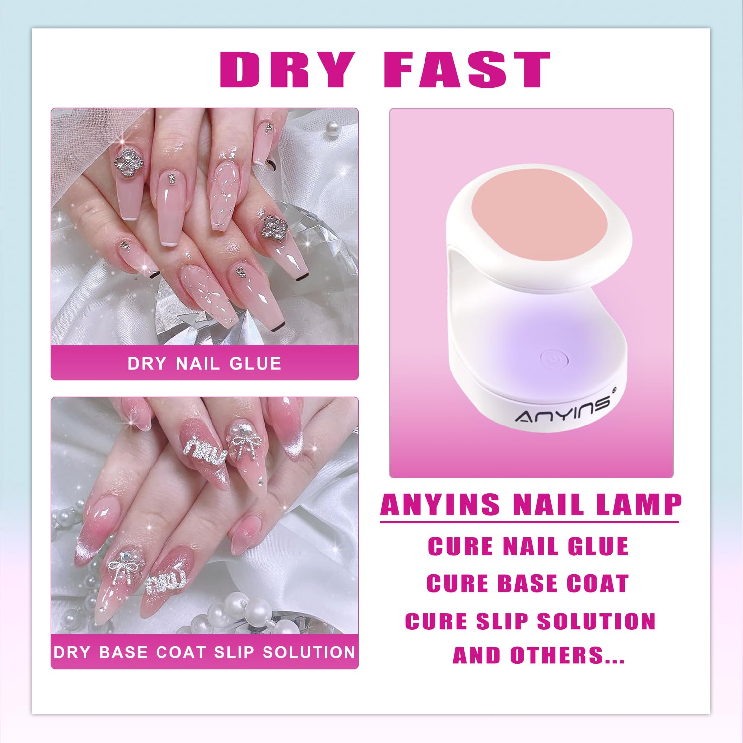 Mini luz UV para uñas de gel, luz UV para uñas, lámpara de uñas portátil UV de 16 W, lámpara UV profesional para uñas de gel, secador de uñas innovador para arte de uñas 3