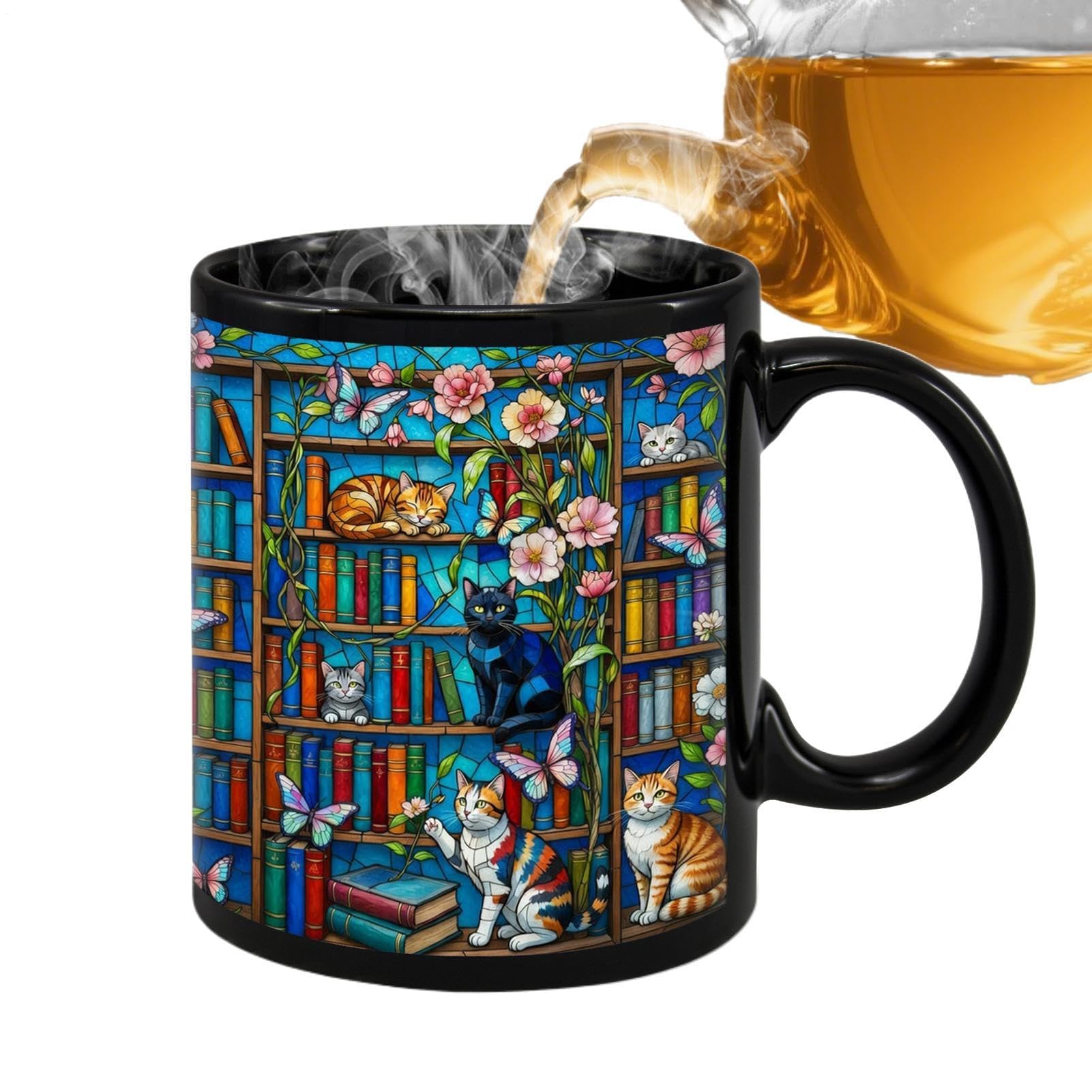 Muiltvoe Mug for Coffee, 350ml Hot Cold Beverages Drinkware, Ceramic Cup for Book Lovers, Chocolate, Tea, Water, Juice, Home, Dorm, Hotel, Apartment, Animal Lovers, Reading Enthusiasts