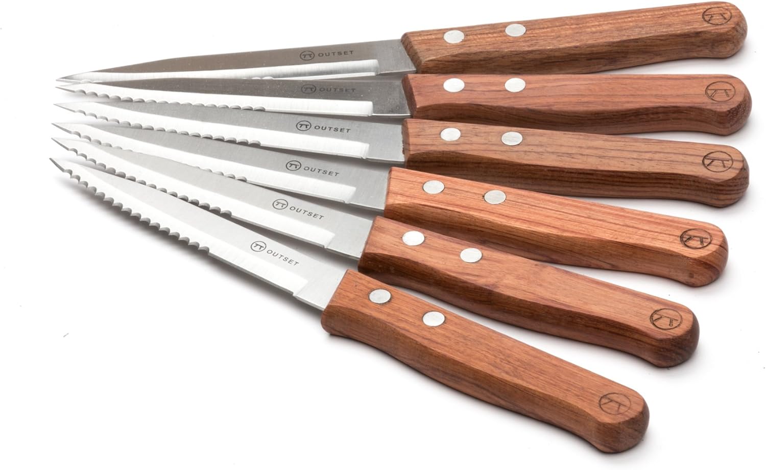Outset Rosewood Handle Serrated Steak Knives, Set of 6