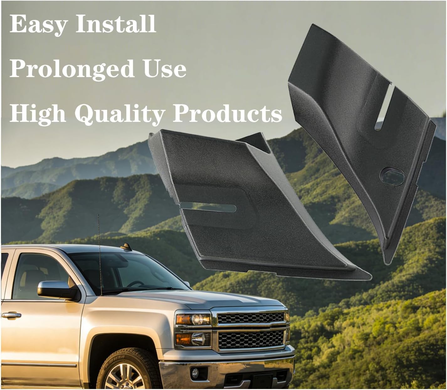 2PCS 15946001 15946002 Windshield Wiper Cowl End Panels Compatible with 2007-2013 Chevy Chevrolet Silverado Truck 1500 2500 3500 Air Inlet Grille LH and RH
