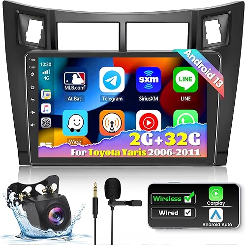 DSP&EQ Radio Android 2+32G para Toyota Yaris 2006-2011, pantalla táctil de 9 pulgadas para pantalla táctil Yaris navegación GPS en el tablero con