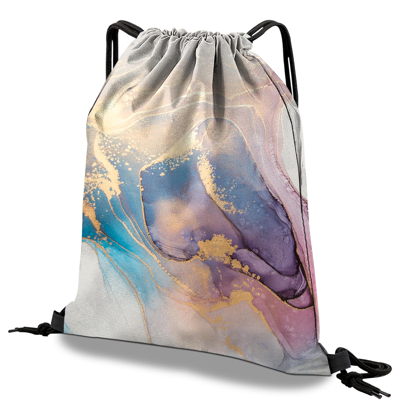Deokke Drawstring Backpack Draw String Bag Waterproof for Sports Gym Beach Travel Cute Aesthetic Sackpack Men Women (13"×17") (S17-Marble) — image 1