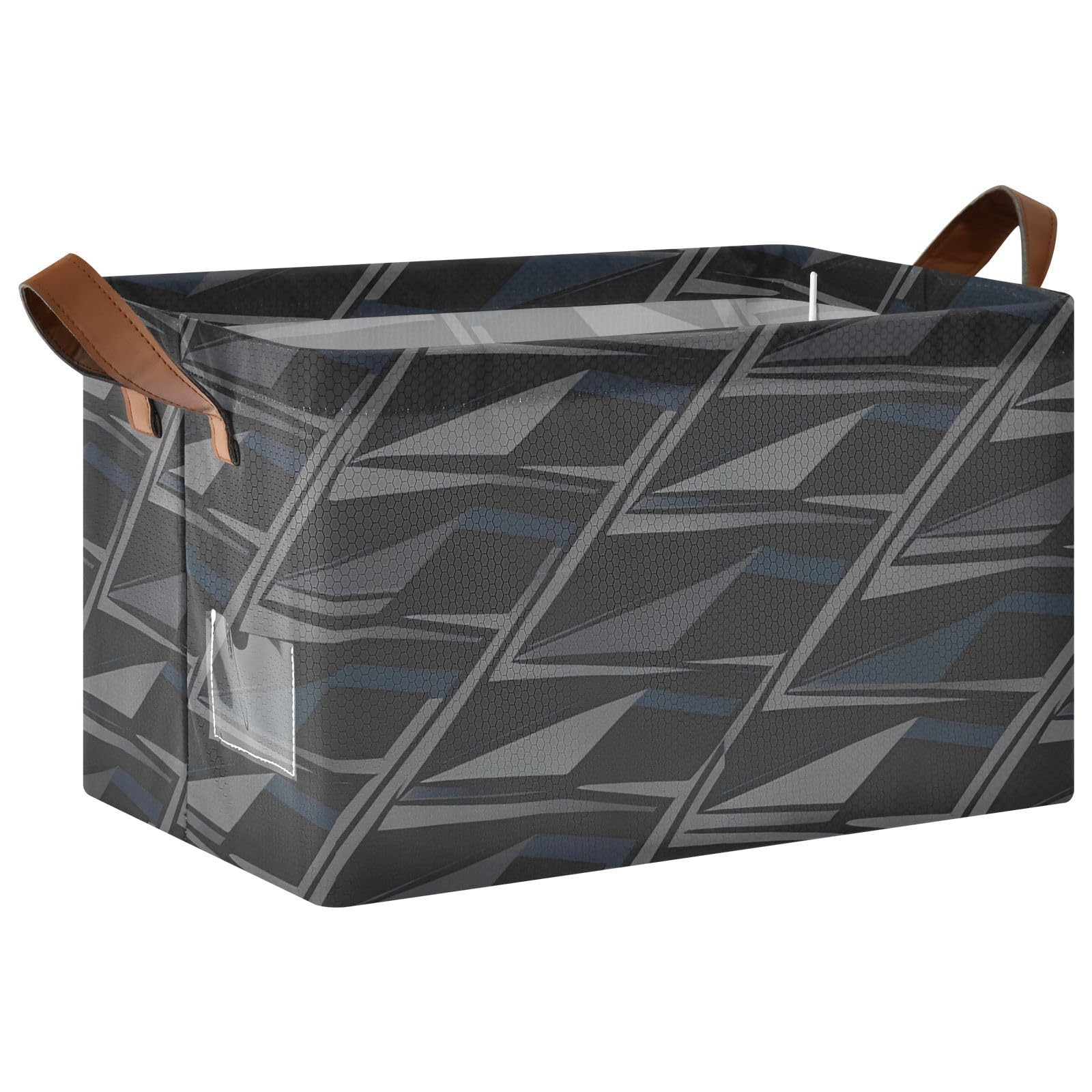 Geometic - Canastas de almacenamiento plegables de tela a cuadros de color oscuro, contenedores organizadores resistentes con asas, cestas decorativas para armario, estante, tocador
