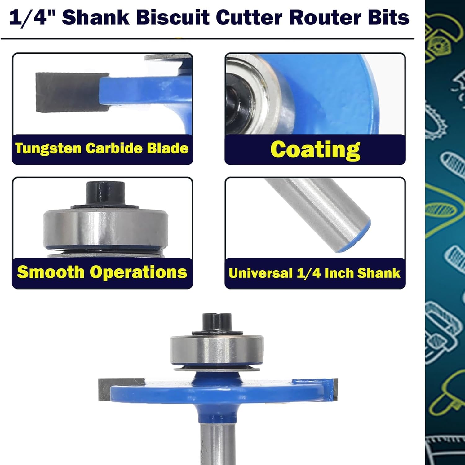 Dapetz 1/4" Shank Biscuit Cutter Router Bits No.10 & 20 TCT Biscuit Joiner Set?