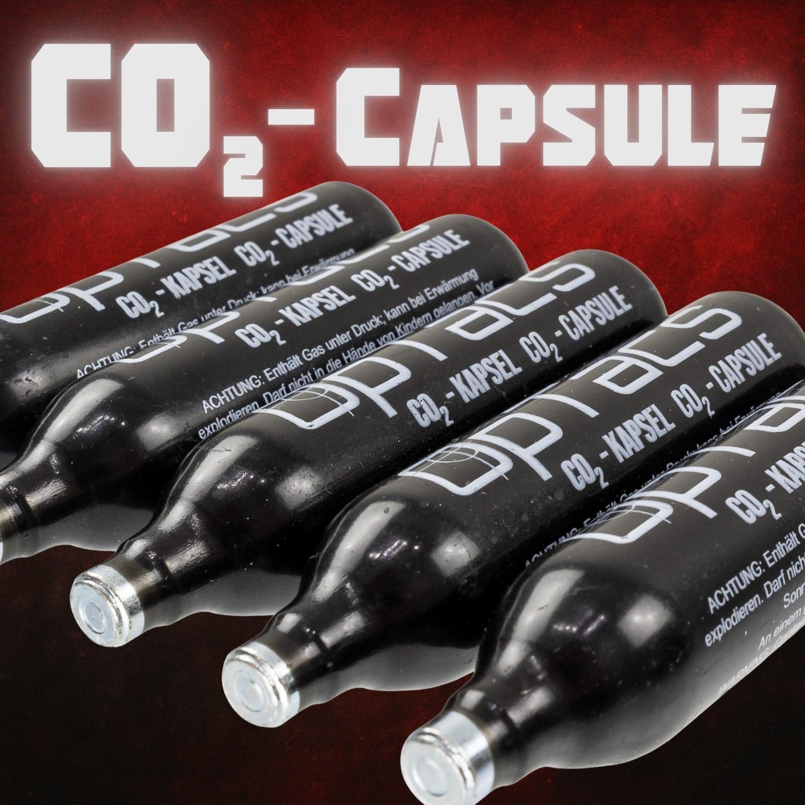 OpTacs CO₂-Kapseln 12g – 5 Stück – für Airsoft, Softair und Luftdruckwaffen – sauber versiegelt, konstante Leistung, rückstandsfrei, korrosionsgeschützt, 12g-System kompatibel
