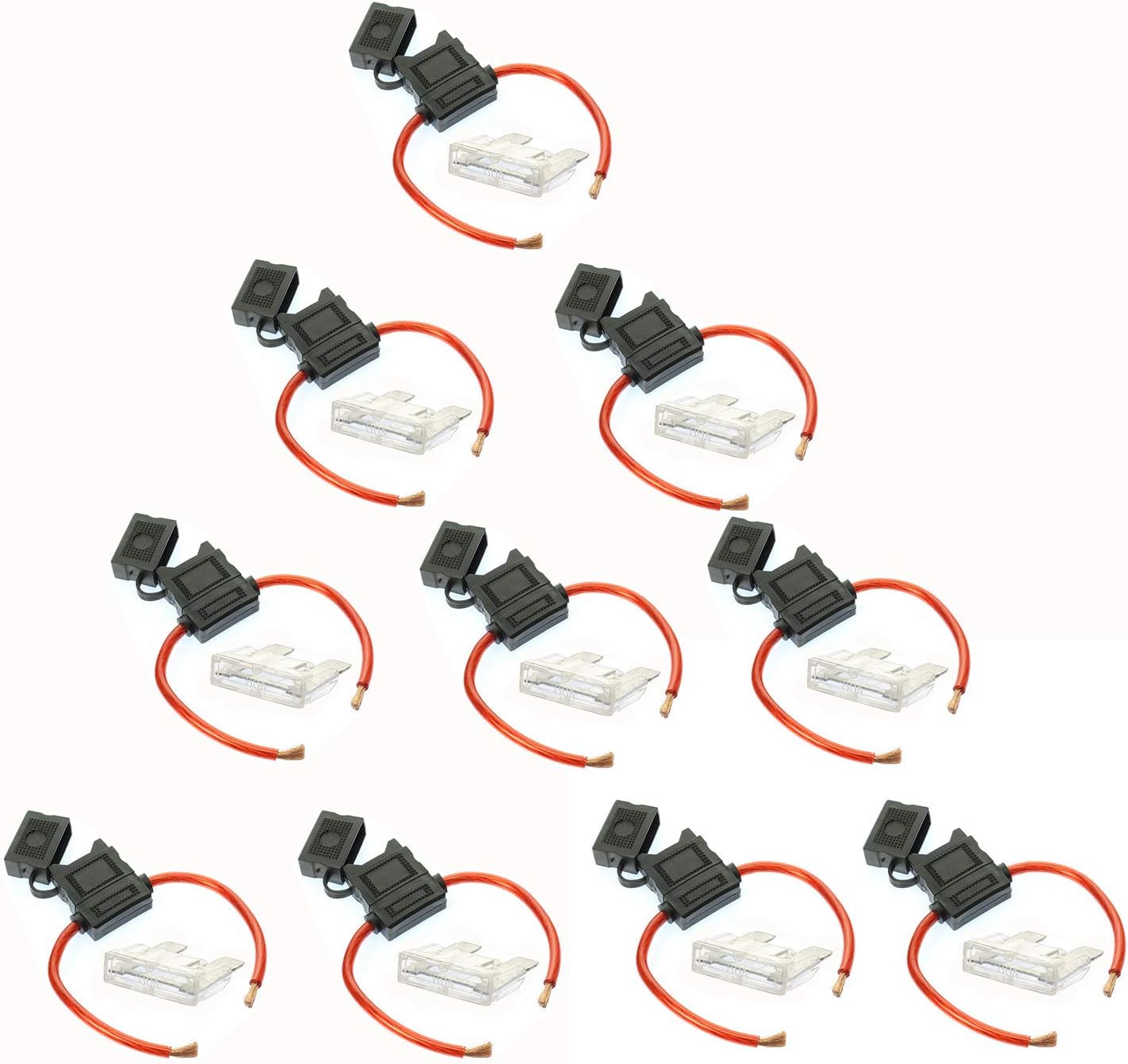 VOODOO 8 Gauge Maxi Inline Fuse Holder Fuseholder with Cover and 80 Amp Fuse (5 Pack)