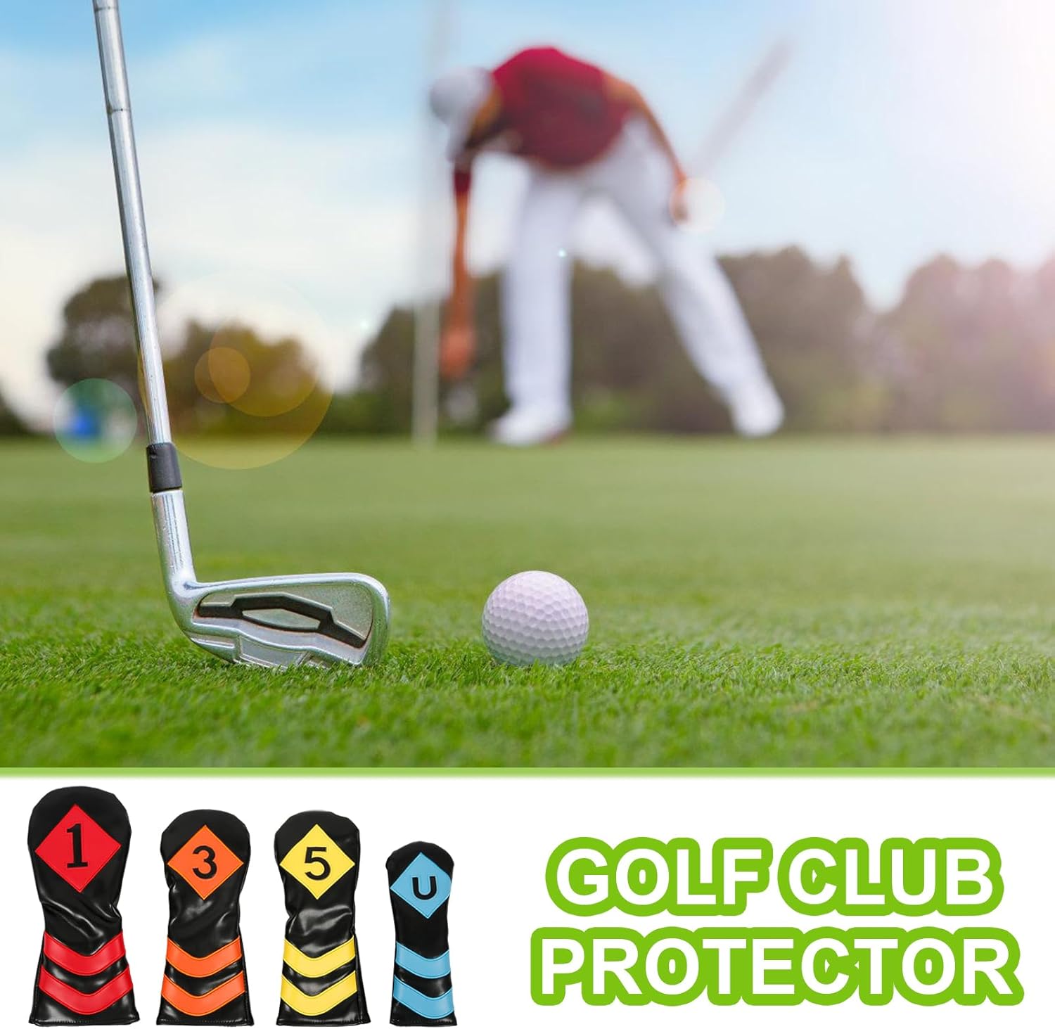 4Pcs Golfs Club Head Cover Iron Headcover PU Leather Iron Head Putter PU Leather Golfs Protectors