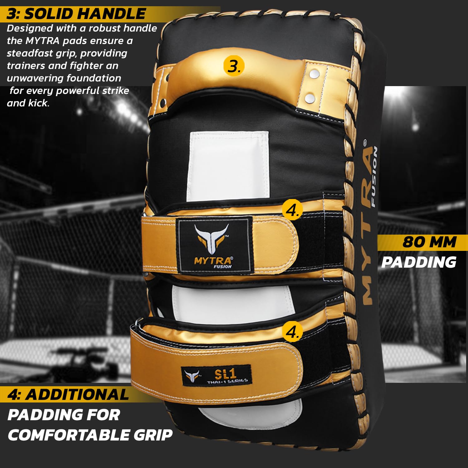 Mytra Fusion Muay Thai Bouclier de Frappe Incurvée Boxe Bouclier - pao de Boxe Thai pour la Boxe, Kickboxing, MMA, Le karaté, Taekwondo, l'entraînement et Arts Martiaux X 1 Unité Unique