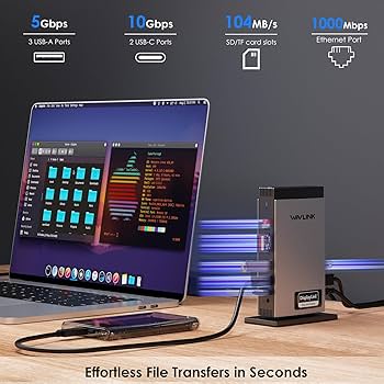 WAVLINK USB C Docking Station with 3 HDMI, Displaylink