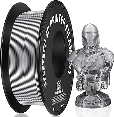15 – Geeetech Silver Filament, PLA Filament 1.75mm 1kg Spool (2.2lbs), Dimensional Accuracy +/- 0.02 mm, 3D Printing Filament Fit Most FDM Printe…