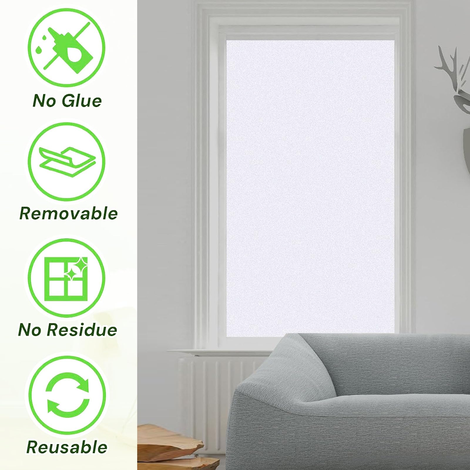 Film Fenetre Anti Regard 80 X 240 Cm Opaque Bon Intimité Anti UV
