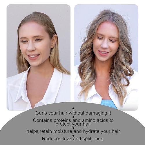 Miniatura 4 de CORATED Diadema de barra rizadora sin calor, cinta de rizo sin calor con pinzas para el cabello y coletero, rodillos de seda para dormir, rodillos