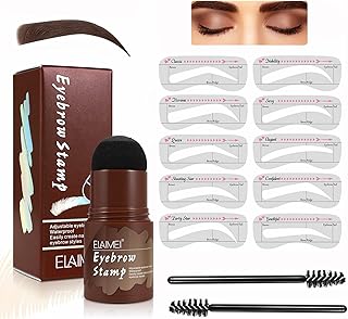Moulis Eyebrow Stamp Kit, The Brow Trio Kit, Eye Brow Stamping and Shaping Kit | Eyebrow Makeup for Women Girls, Long Lasting & Waterproof Eyebrow Stamp Stencil Kit (Dark Brown), 13 Piece Set