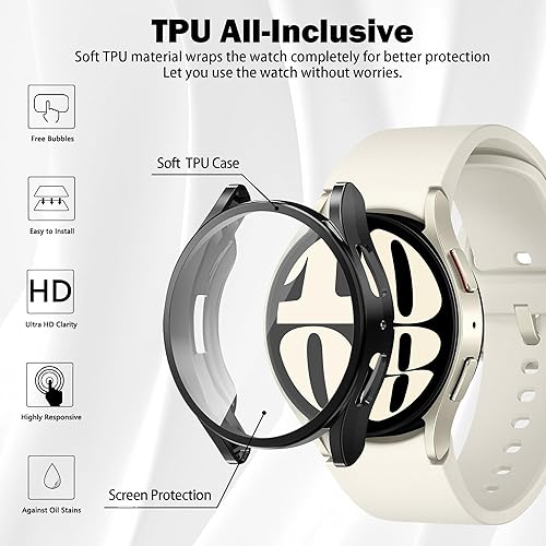 Miniatura 4 de Seltureone Funda protectora de pantalla compatible con Samsung Galaxy Watch 6 de 1.575 pulgadas, funda protectora de TPU suave para Galaxy Watch 6