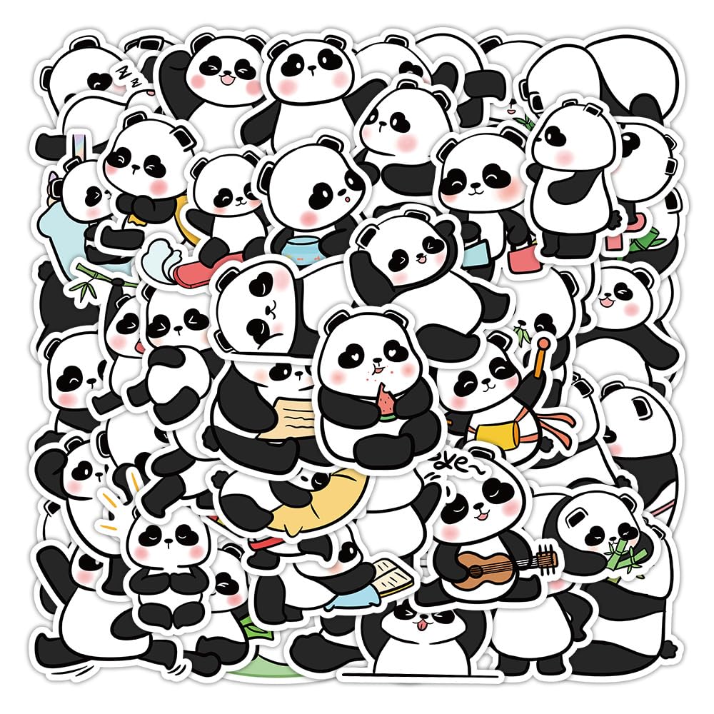TNSRAY Pegatinas para Coche Panda, 50 Piezas, Bonito, Vinilo Impermeable, Moda Cool, Pegatinas con Logo de Marca, Pegatinas para Skateboard, Guitarra, Ordenador, Scooter, portátil