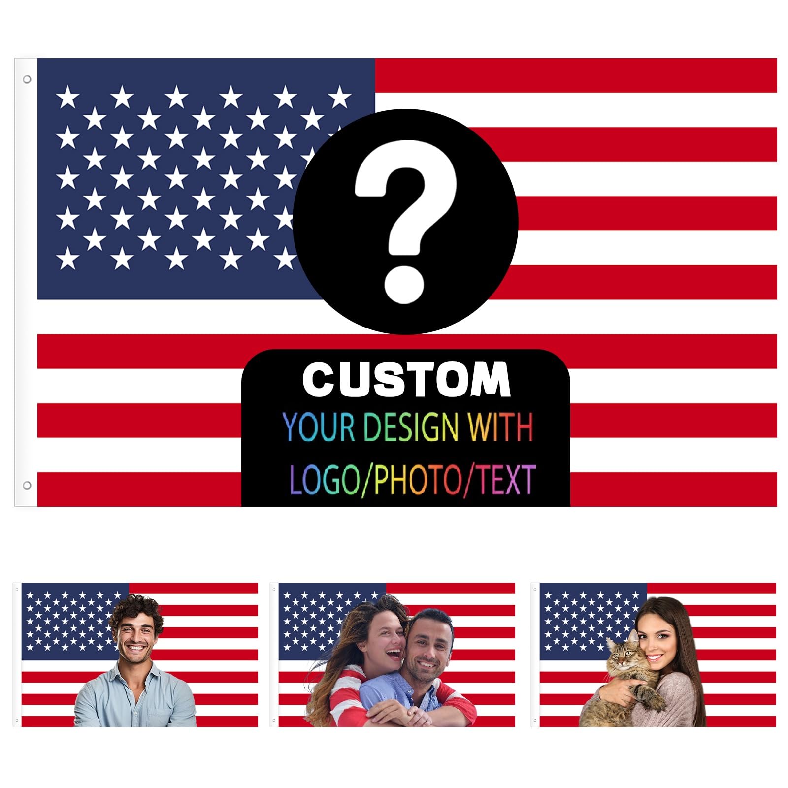 Custom Flag, Personalised Flags Banner with Your Photo/Logo/Text, Make Your Own Flag with Text Logo Photo, Personalised UK/US Pink Flag Customizable flag DIY Birthdays, Wedding (Style 7) — image 1