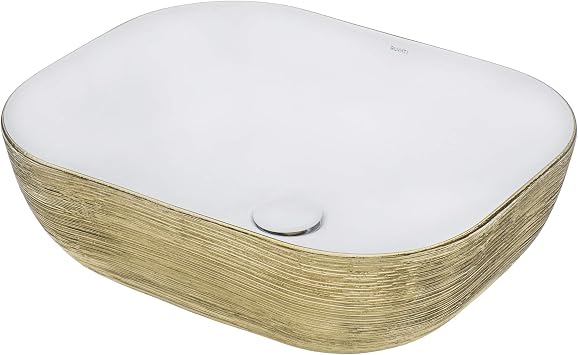 Ruvati 20 x 16 inch Bathroom Vessel Sink Gold Decorative Art Above Vanity Counter Black Ceramic Vessel Sink- RVB2016WG | Rectangle Sink, Small Vessel Sinks, Bathroom Sink Countertop