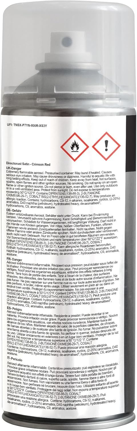 JENOLITE Directorust Rosso Cremisi Satinato | Vernice spray multisuperficie | Per l'uso su legno, metallo, plastica, ceramica e superfici arrugginite | 3 x 400ml (RAL 3027)