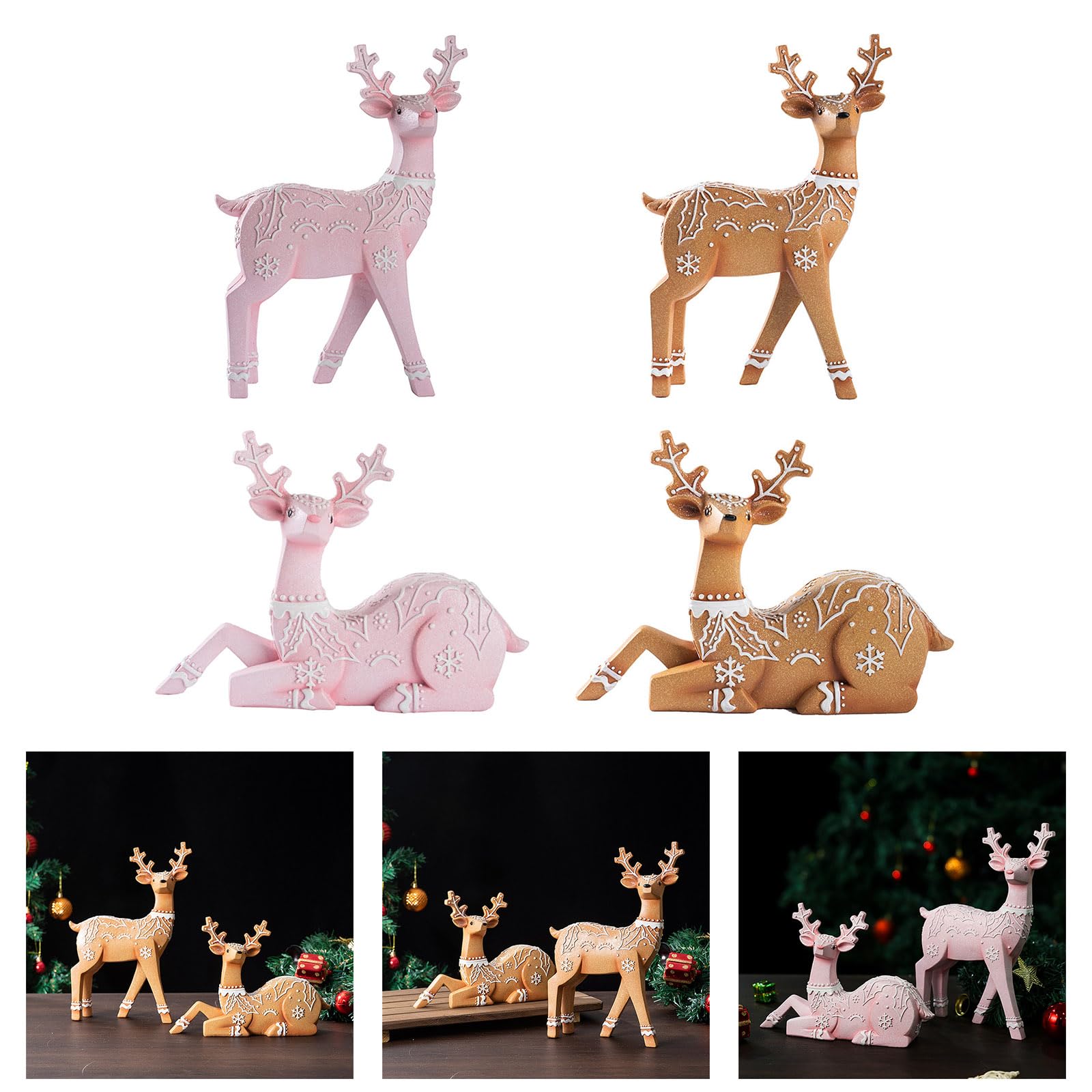 Scultura di renna fatta a mano a tema natalizio decorazione di cervo per caminetti mensola desktop display casa o ufficio resina renna decorazioni natalizie