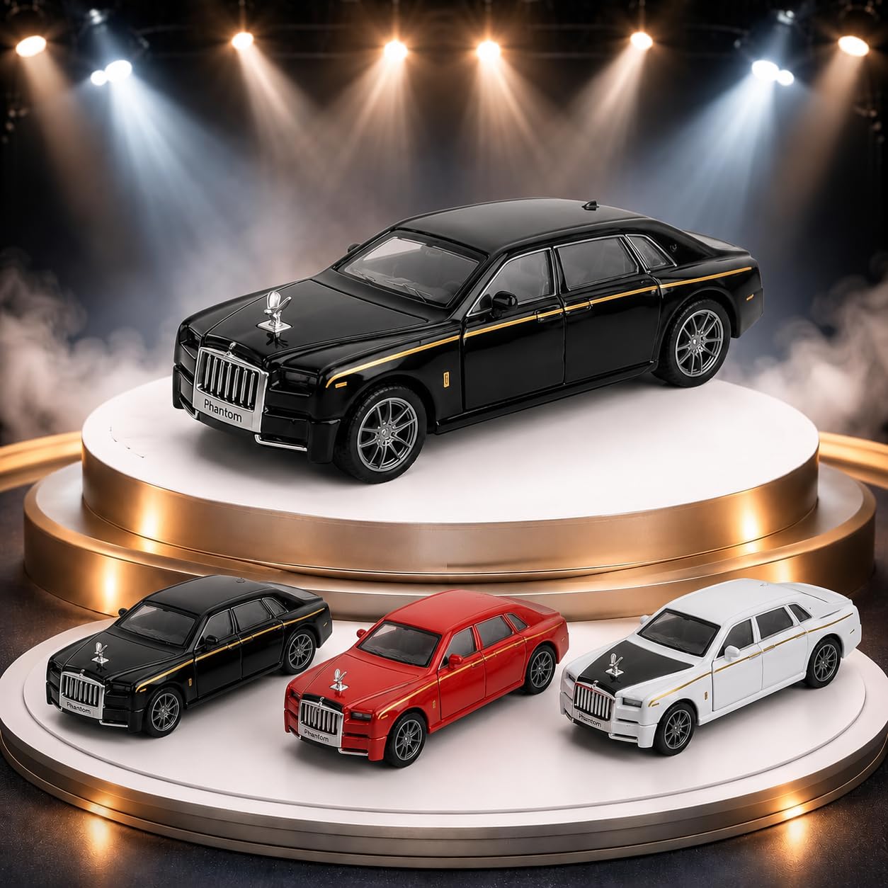 Royals hub Rolls Royce Phantom 1:36 Scale Model Car Exclusive Alloy Metal Car Die-cast Scale Model Pullback Toy with Openable Doors & Light Music Best Gifts Toys Kids【Colors as Per Stock】-image-12