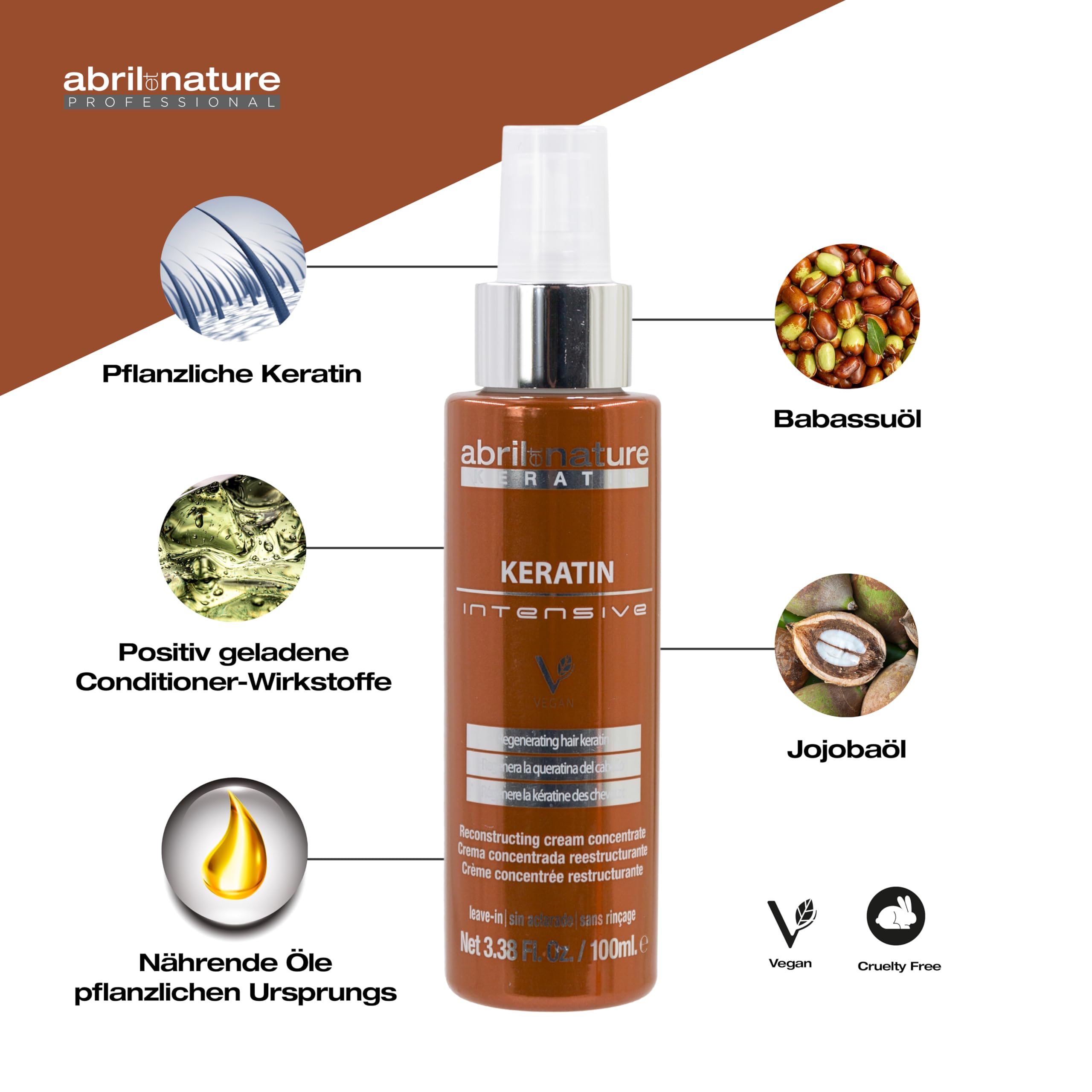 abril et nature - Professionelles Haarpflege-Set Keratin - Repariert und restrukturiert mit Ultra-Schnell-Keratin - Shampoo-, Maske- und Serum-Set für beschädigtes oder brüchiges Haar - 550 ml