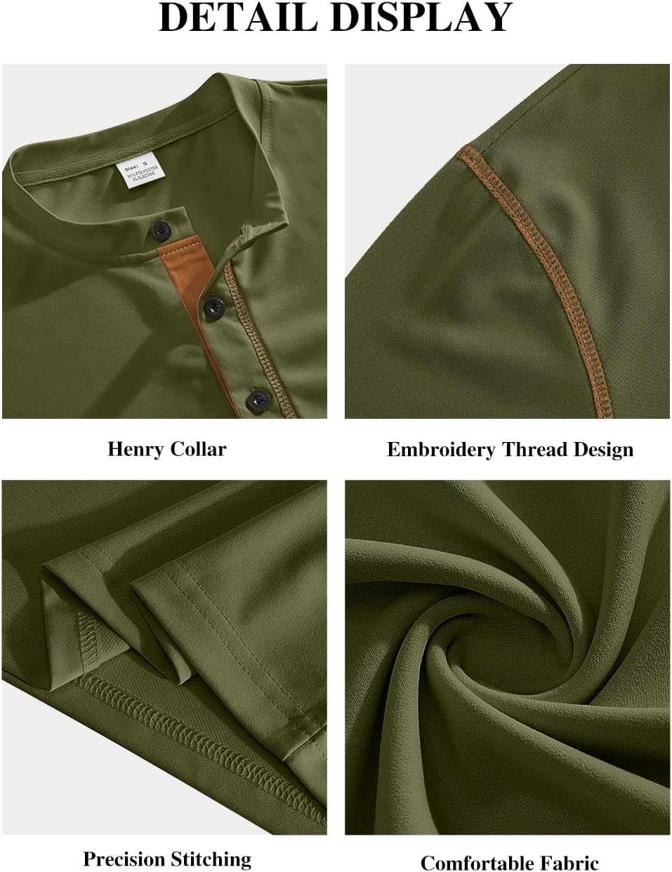 Men's Henley Shirt Long Sleeve T-Shirt Casual Top Pullover Lightweight Top Shirts with Button - Image 6