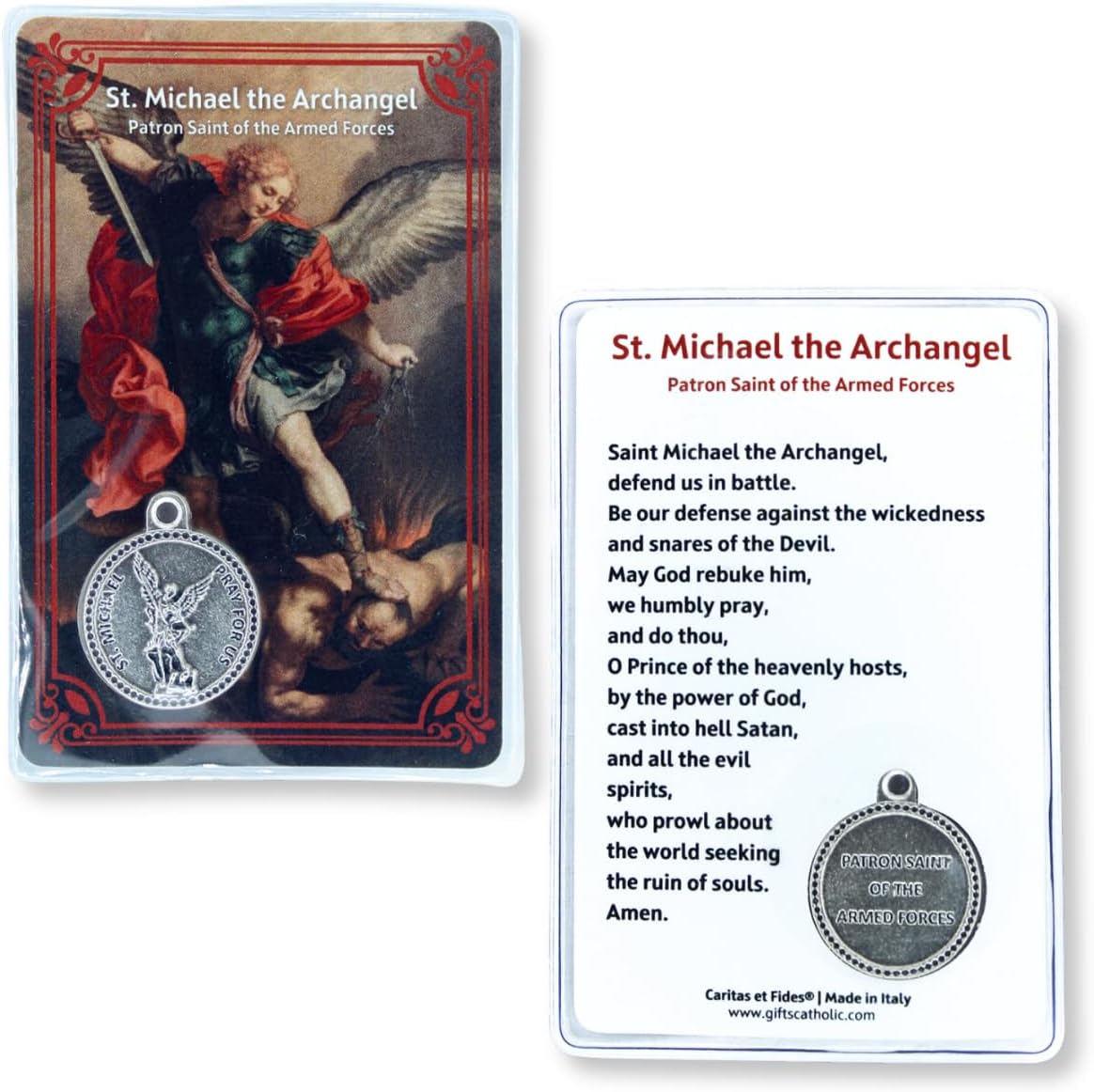 Caritas et Fides St. Michael the Archangel Laminated Holy Card with Medal – Catholic Wallet-Size Patron Saint of Armed Forces & Protection - Image 7