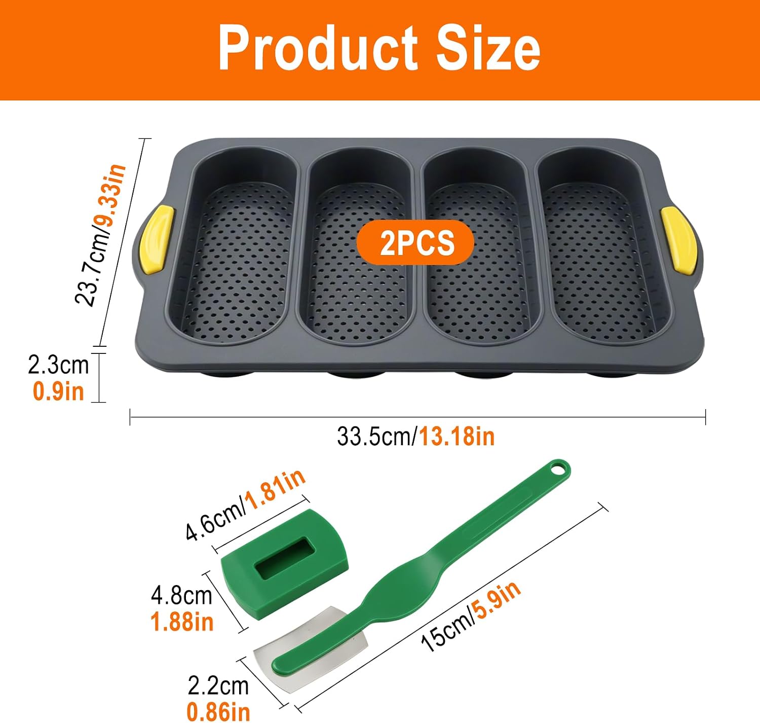 2 Pcs Non-Stick Perforated Baguette Pan