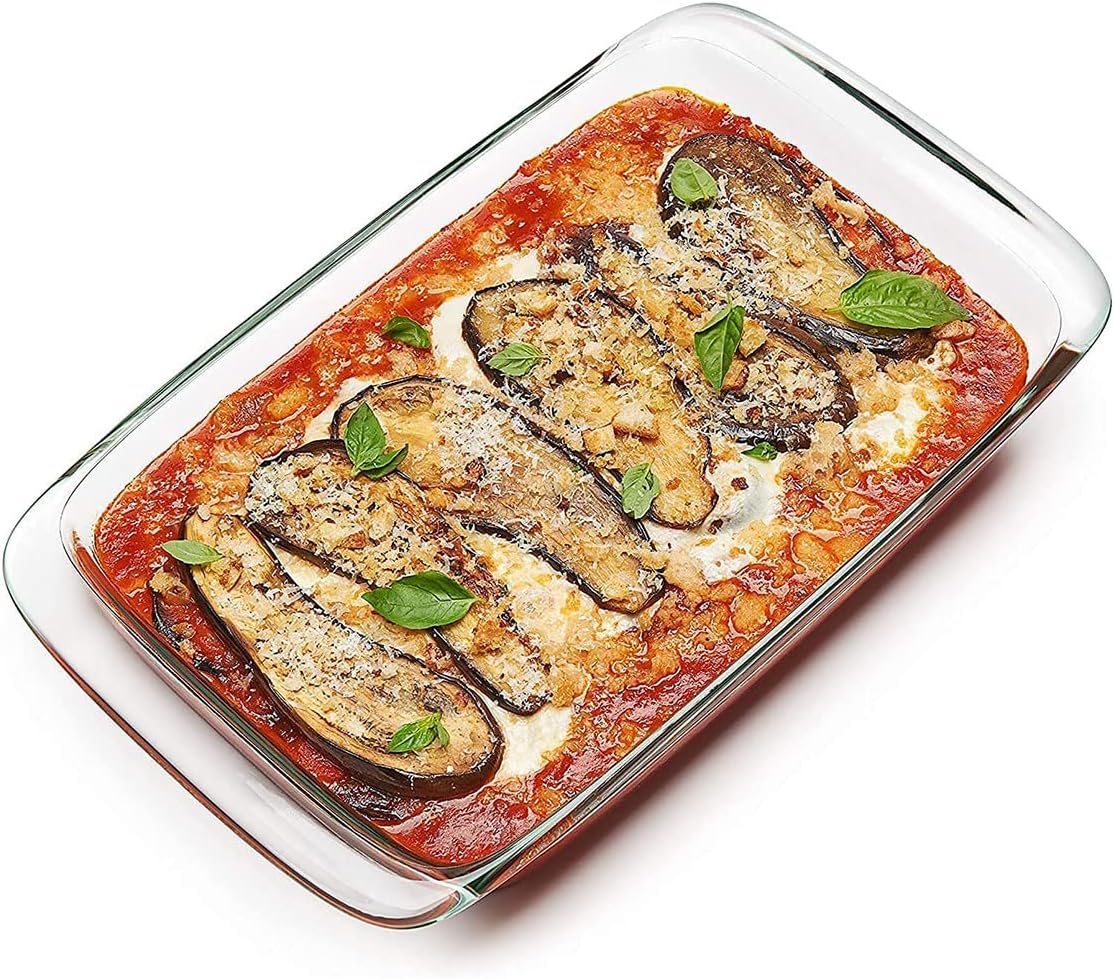 AGARO Elite Borosilicate Glass Baking Tray for Kitchen, 1600 ml, Baking Dish, Serving Bowl, Oven & Microwave, Dishwasher and Freezer Safe, Rectangle, Transparent, Glass Bowl Container