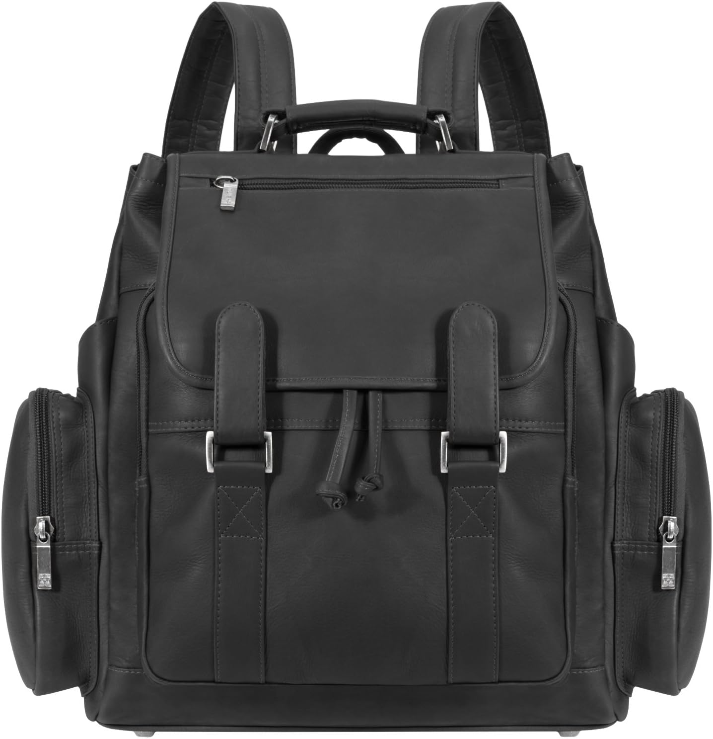 Classic Drawstring Backpack Book Bag with Dual Zippered Multi Pockets