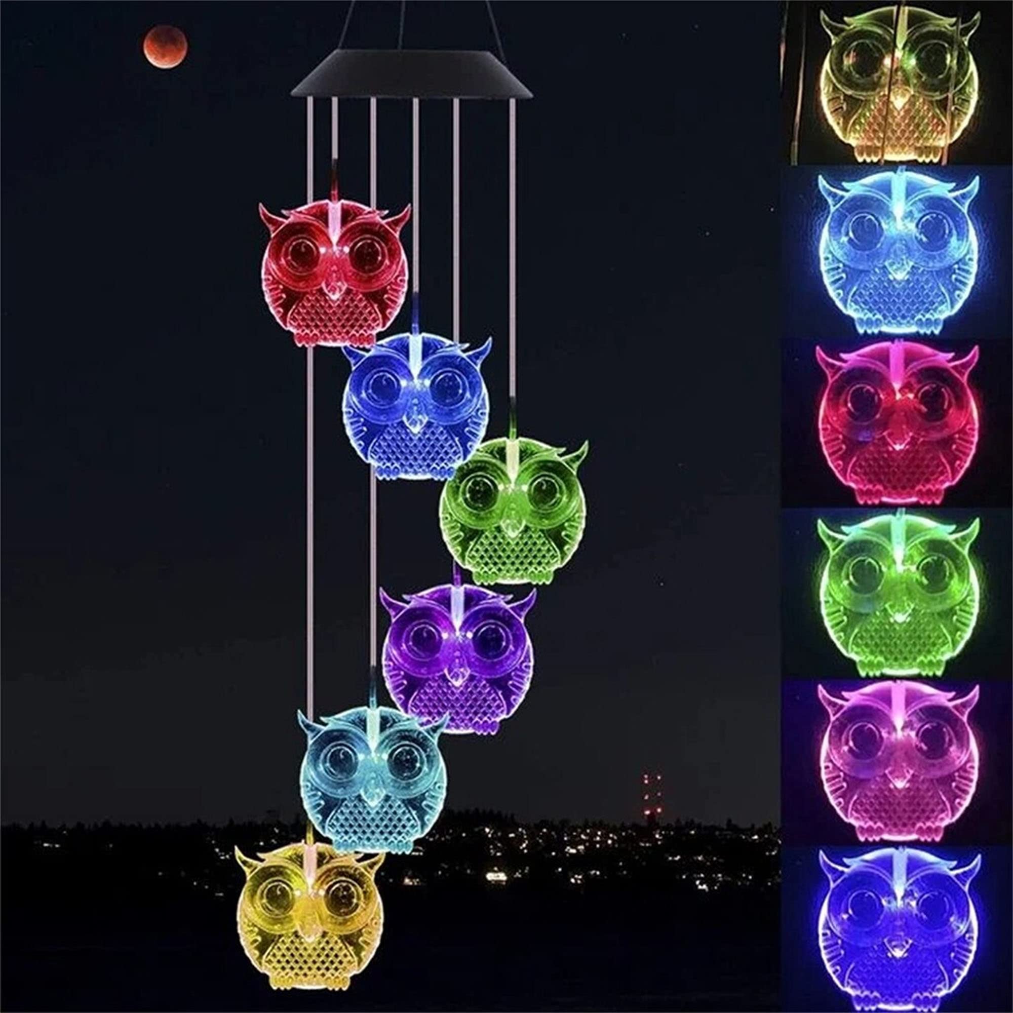 Natchcart Decorative Hanging Solar Wind Chimes, LED Color Changing Outdoor Indoor Waterproof Wind Mobile Lights for Balcony, Garden Decor, Great Gift Ideas (Owl) (B0BLH2WMVW) Amazon Price History, Amazon Price Tracker