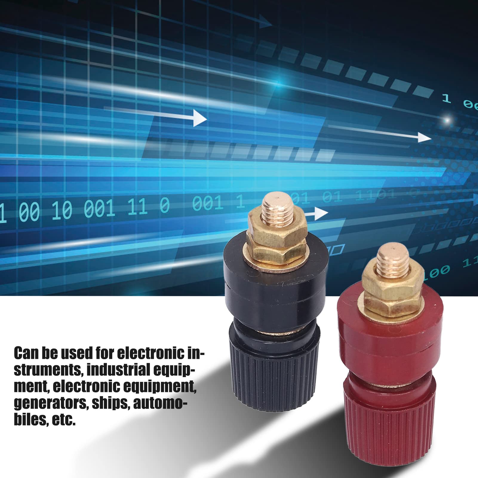 Bornes rouges noires, borne d'alimentation d'installation facile en laiton M6 flexible pour générateurs pour VR pour navires