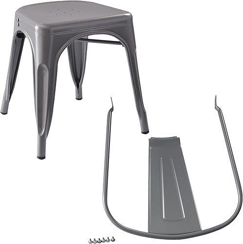 Miniatura 8 de Amazon Basics Sillas de comedor de metal, 4 unidades, gris oscuro, 20.1 x 17.1 x 33.5 pulgadas Gris oscuro,Mate negro