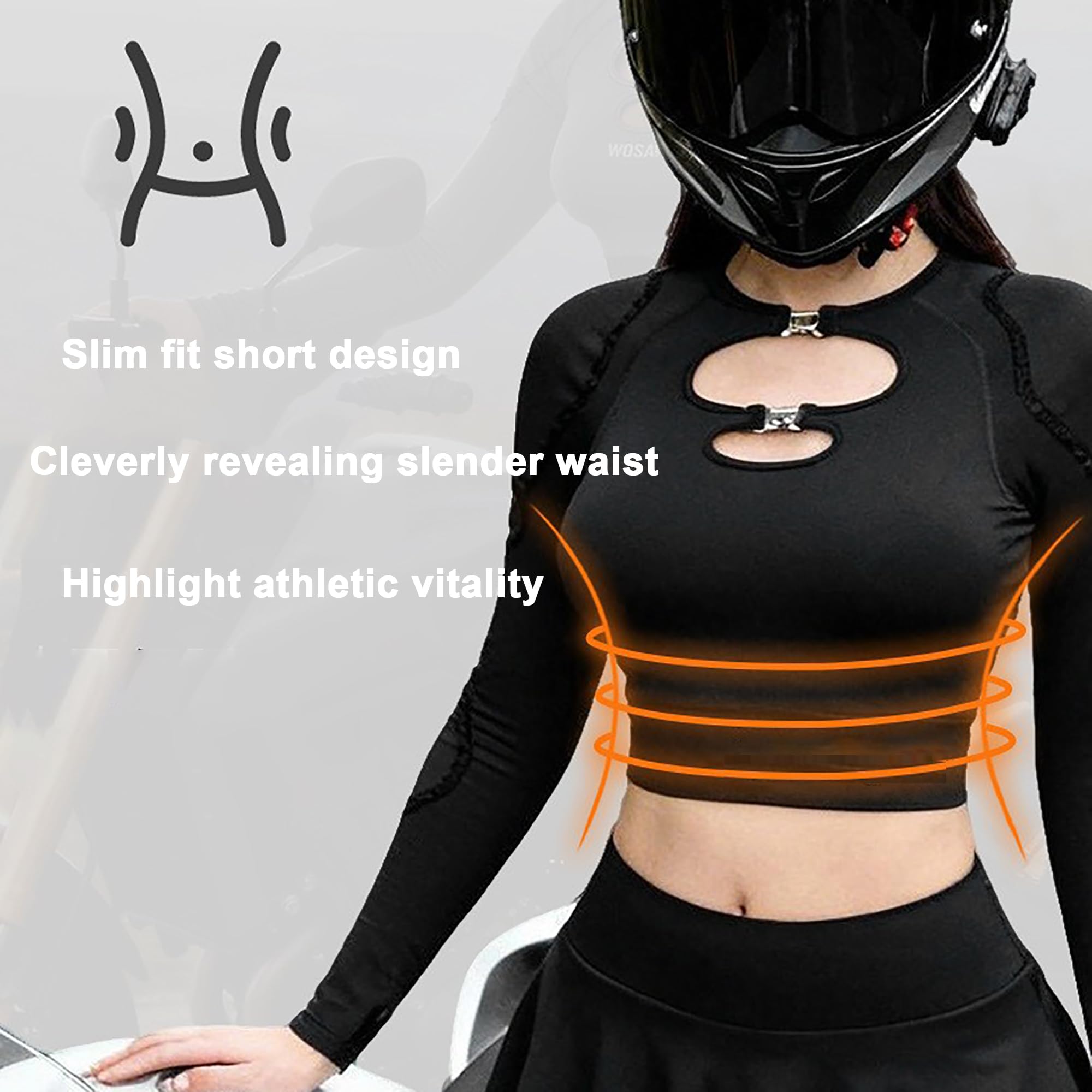Maglia Protettiva Da Moto Da Donna Con Imbottiture Protettive, Giacca Da Moto Traspirante In Rete, Maglietta da Moto maniche lunghe sexy für Motorradfahren, Laufen und Training