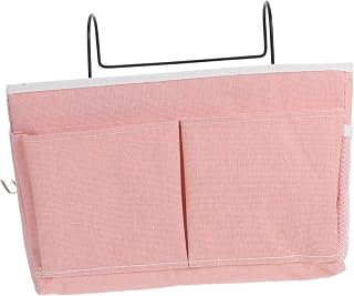 Bolsa de Almacenamiento de Tela para Dormitorio Soporte para Móviles Gafas y Esenciales Diarios con Ganchos para Cabeceros y Barandillas de Cama Práctico y Espacioso Color Rosa