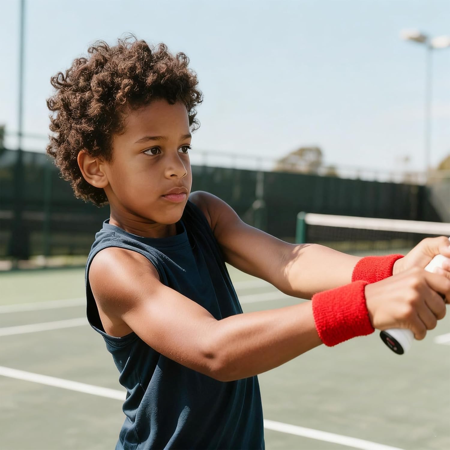 12Pcs Red Wrist Sweatband, Elastic Sports Wristbands for Men, Women, Kids, Red Wrist Bands for Tennis, Basketball, Running, Working Out (2.6 inch) - Image 4