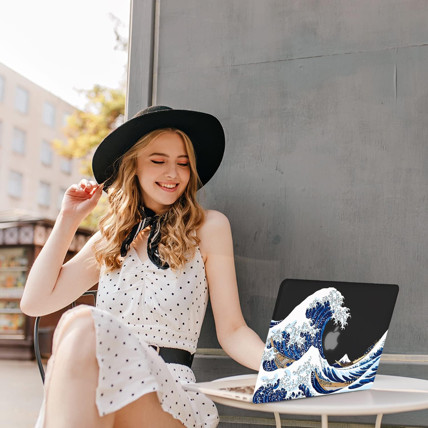 Case for MacBook Pro 13 inch M2 M1 A2338 A2289 A2251 A2159 A1989 A1706 A1708 2023-2016 Release, 3D Effect Matte Black See Through Hard Cover Compatible Pro 13.3 inch with Touch ID, Great Wave - Image 7