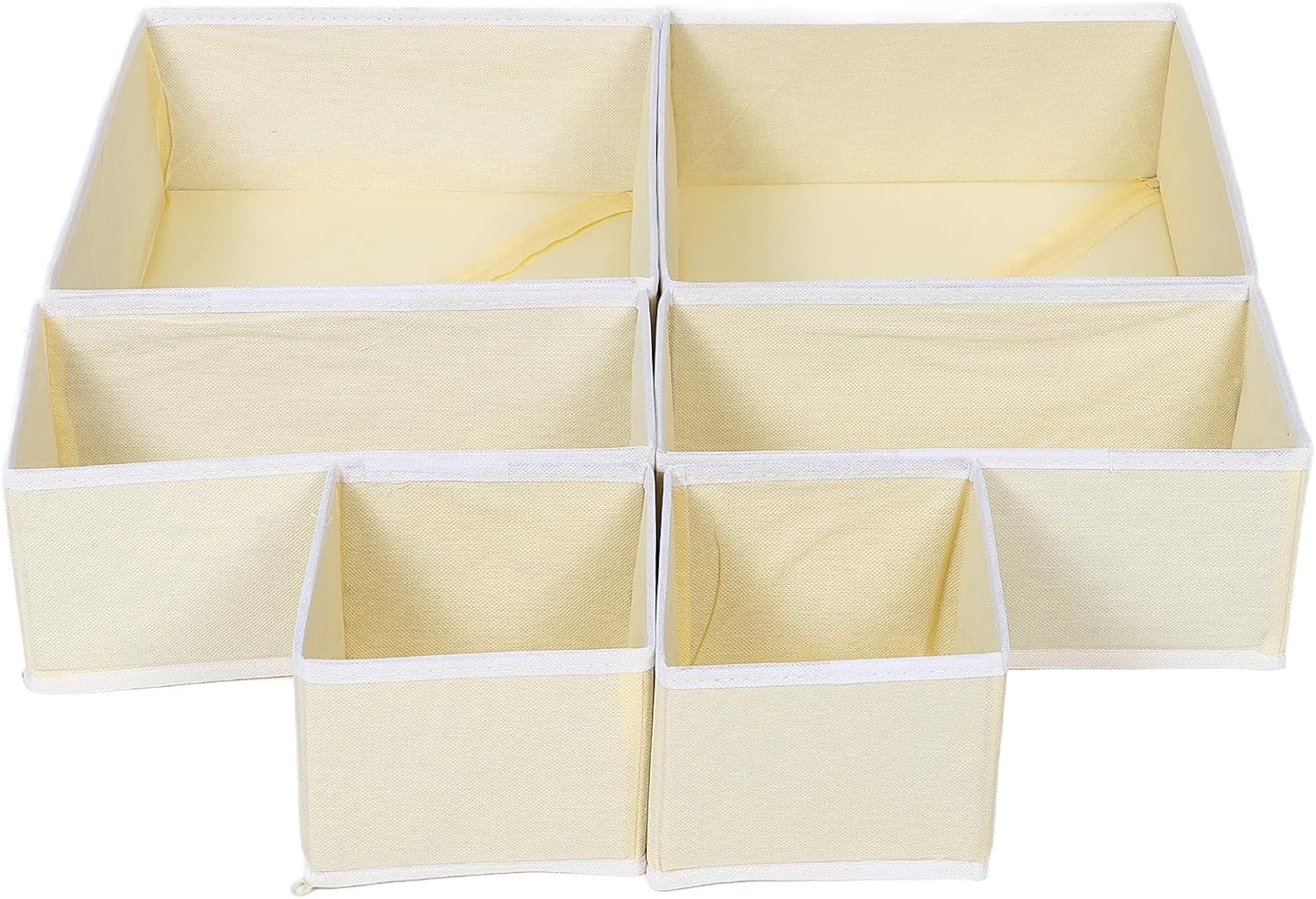 jojofuny 12pcs Foldable Underwear Organizer Drawer Dividers, Large Capacity Cloth Storage Boxes with Beige White Edges, Nursery and Closet Drawer Organizer for Bras, Socks, Panties Storage