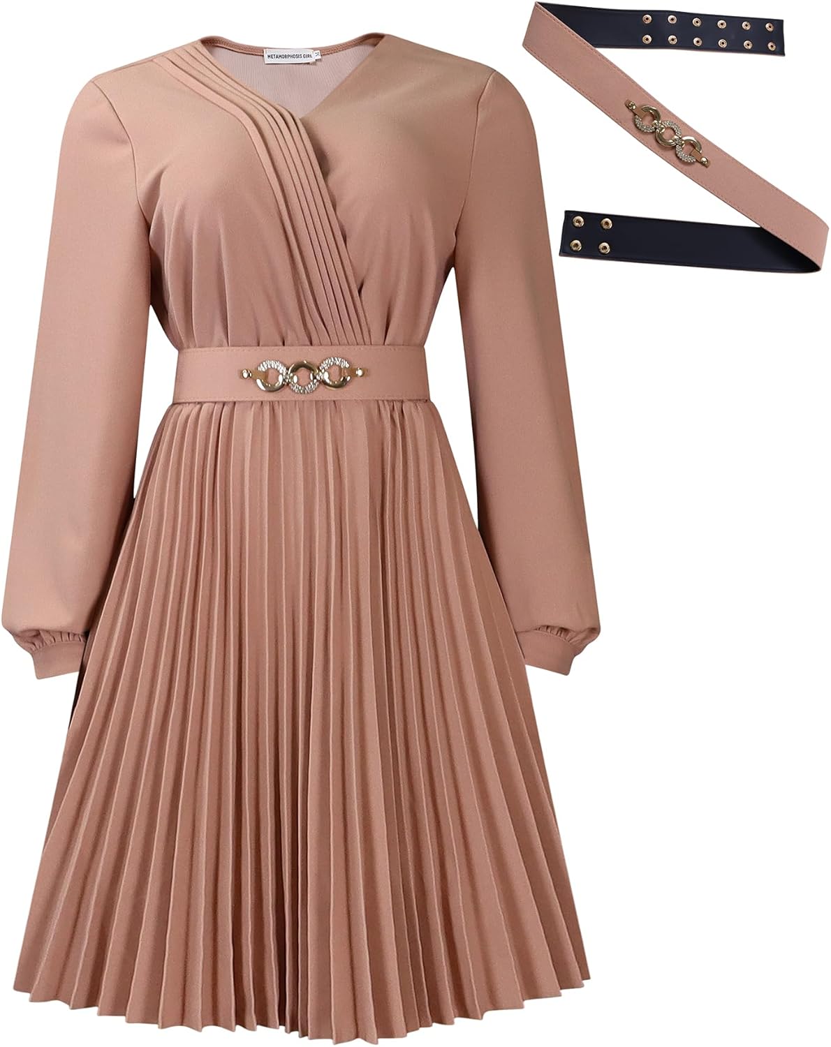 Midi Dress for Women Elegance Church Dress Fashion High Waist Business Casual Dress Cocktail with Belt